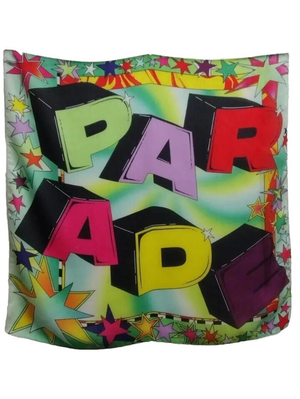 PARADE LETTERS Rainbow SCARF Stars Satin Acetate Colorful Multicolor GAY PRIDE!